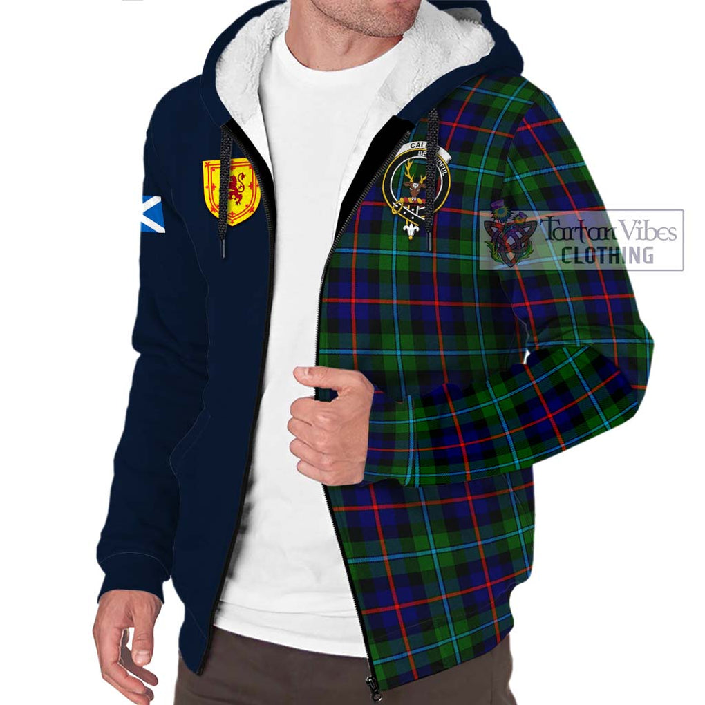 Tartan Vibes Clothing Calder Modern Tartan Sherpa Hoodie with Scottish Lion Royal Arm Half Style