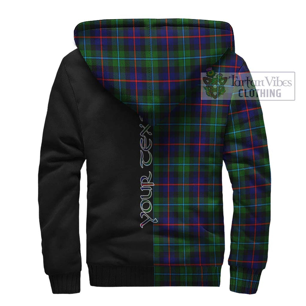 Calder Tartan Sherpa Hoodie with Family Crest and Half Of Me Style - Tartanvibesclothing Shop