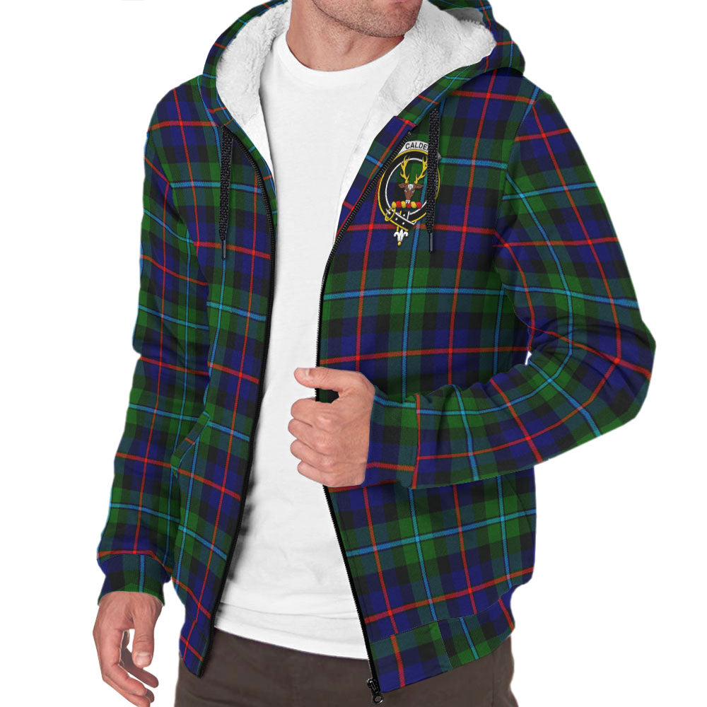 Calder Modern Tartan Sherpa Hoodie with Family Crest