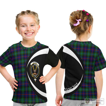 Calder Tartan Kid T-Shirt with Family Crest Circle Style