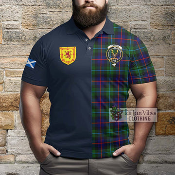 Calder Tartan Polo Shirt Alba with Scottish Lion Royal Arm Half Style