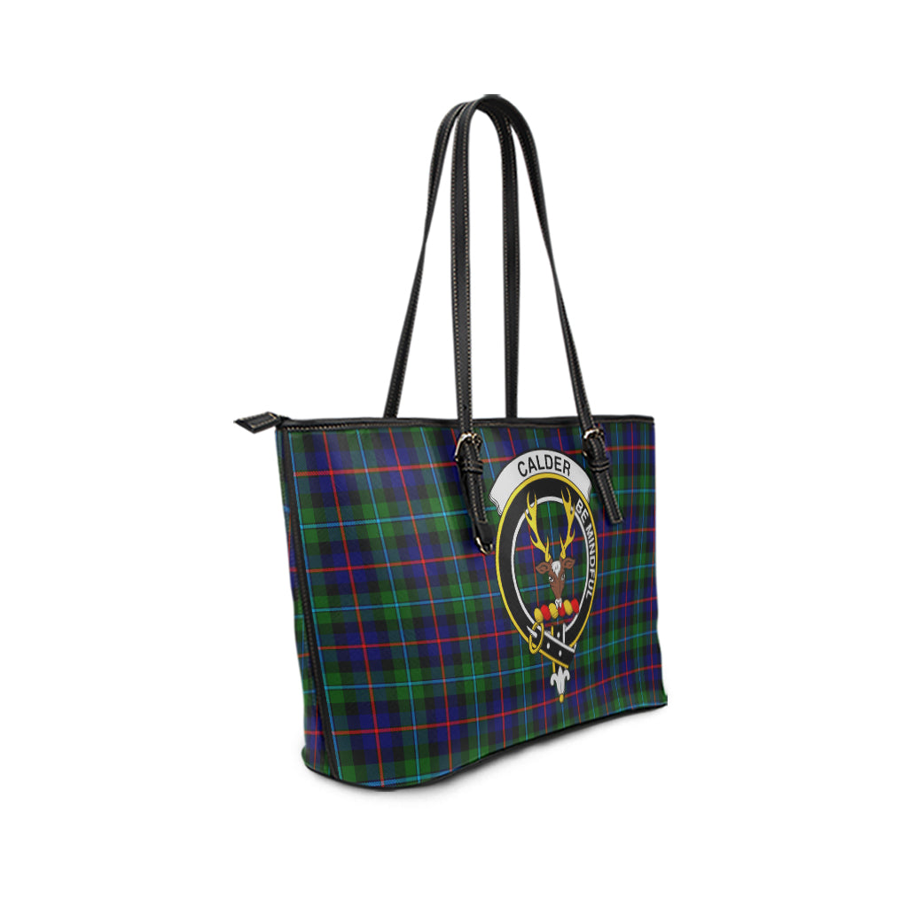 Calder Modern Tartan Leather Tote Bag with Family Crest