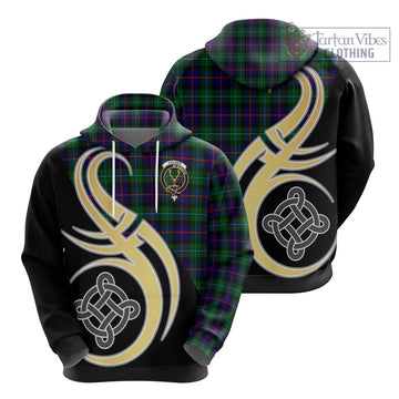 Calder Tartan Hoodie with Family Crest and Celtic Symbol Style