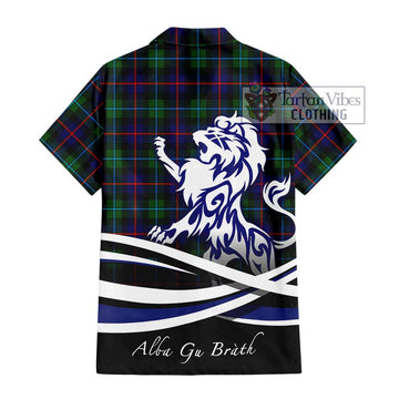 Calder Tartan Hawaiian Shirt with Alba Gu Brath Regal Lion Emblem - Tartan Vibes Clothing