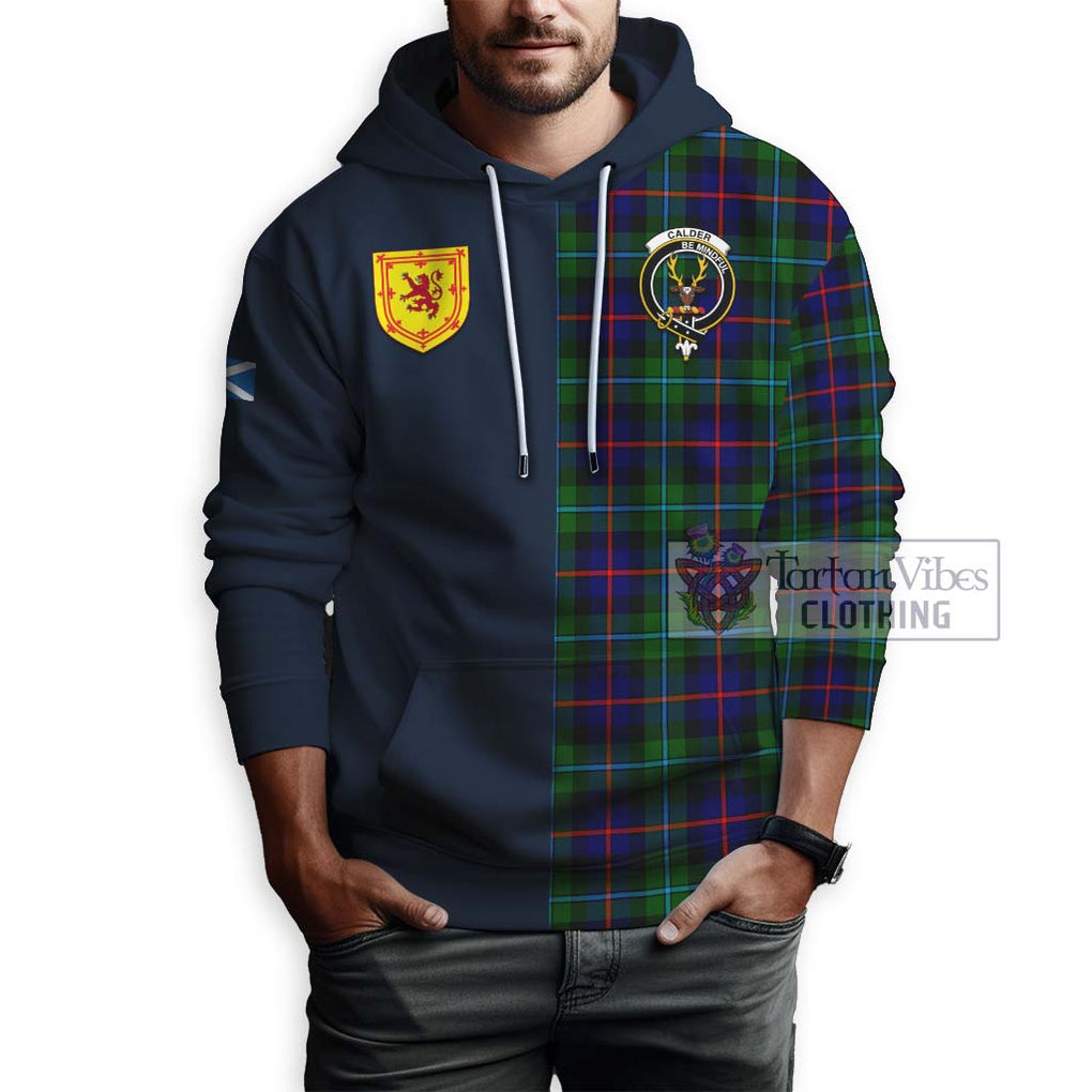 Tartan Vibes Clothing Calder Modern Tartan Hoodie with Scottish Lion Royal Arm Half Style