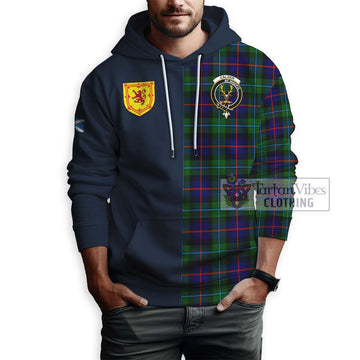 Calder Tartan Hoodie Alba with Scottish Lion Royal Arm Half Style