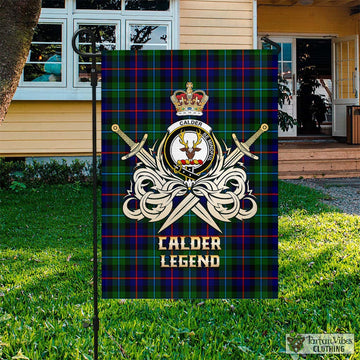 Calder Tartan Flag with Clan Crest and the Golden Sword of Courageous Legacy