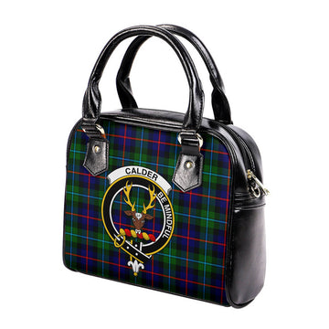 Calder Tartan Shoulder Handbags with Family Crest