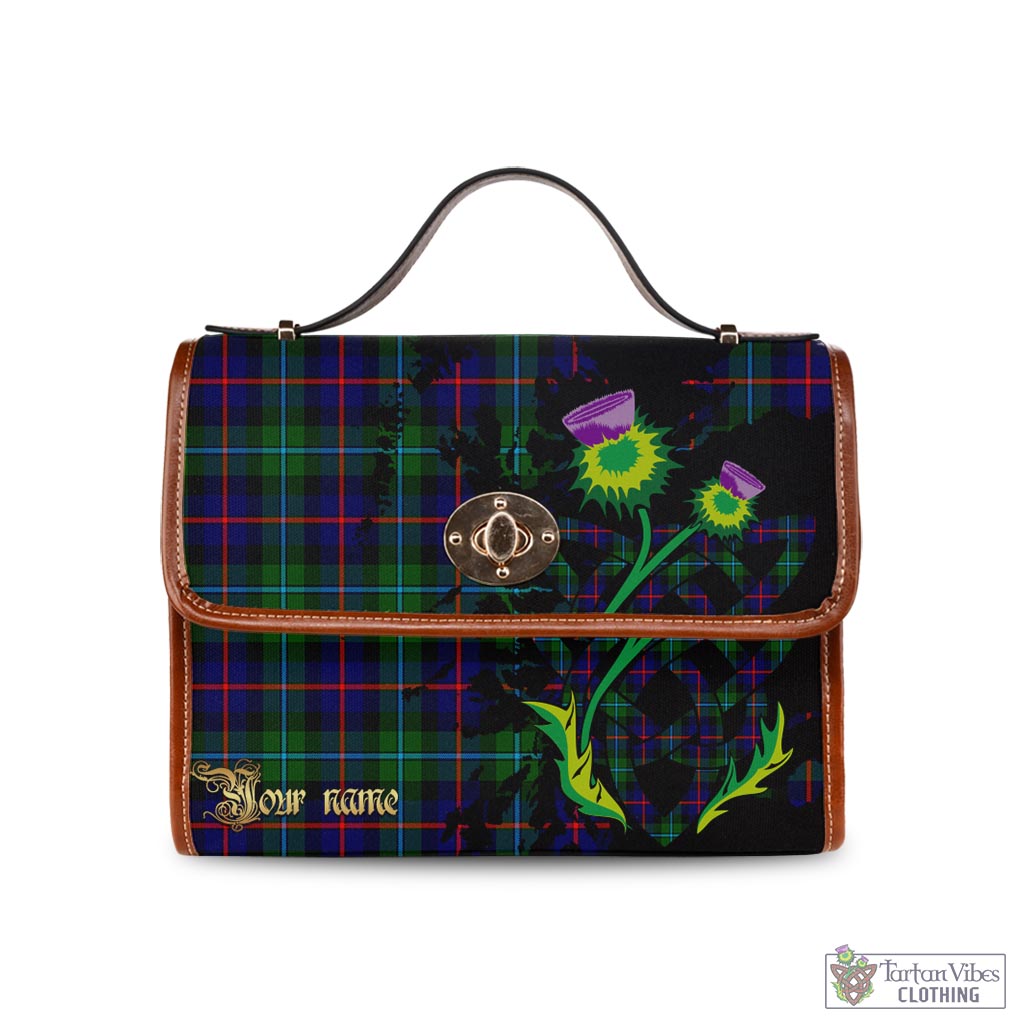 Tartan Vibes Clothing Calder Modern Tartan Waterproof Canvas Bag with Scotland Map and Thistle Celtic Accents