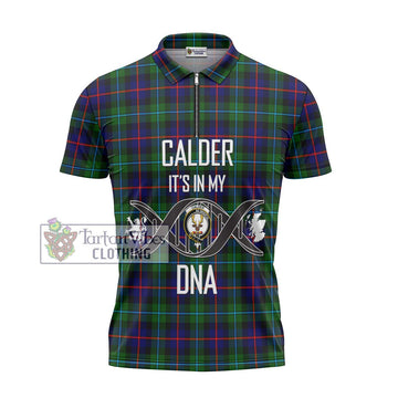 Calder Tartan Zipper Polo Shirt with Family Crest DNA In Me Style