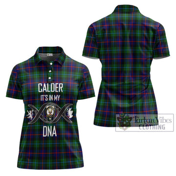 Calder Tartan Women's Polo Shirt with Family Crest DNA In Me Style - Tartan Vibes Clothing
