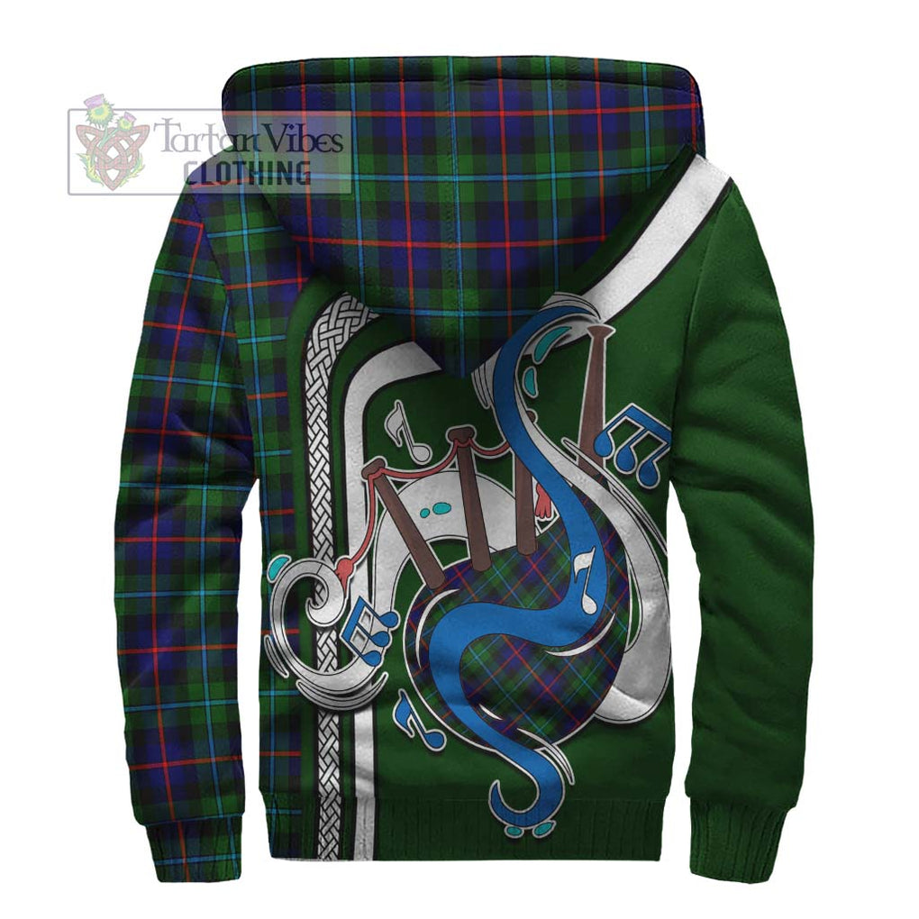 Calder Tartan Sherpa Hoodie with Epic Bagpipe Style - Tartanvibesclothing Shop