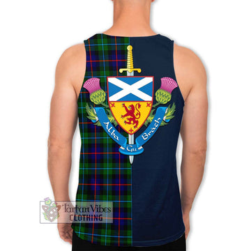 Calder Tartan Men's Tank Top Alba with Scottish Lion Royal Arm Half Style