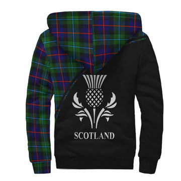 Calder Tartan Sherpa Hoodie with Family Crest Curve Style