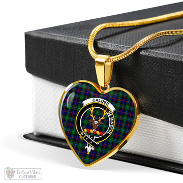Calder Tartan Heart Necklace with Family Crest - Tartan Vibes Clothing