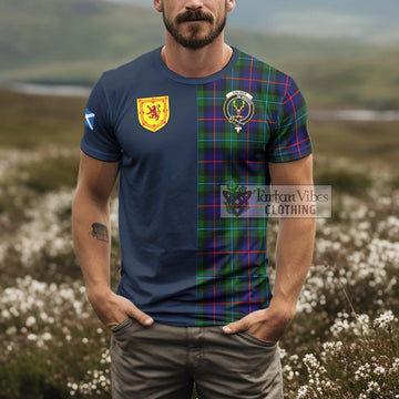 Calder Tartan T-Shirt Alba with Scottish Lion Royal Arm Half Style