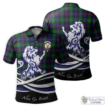 Calder Tartan Polo Shirt with Alba Gu Brath Regal Lion Emblem