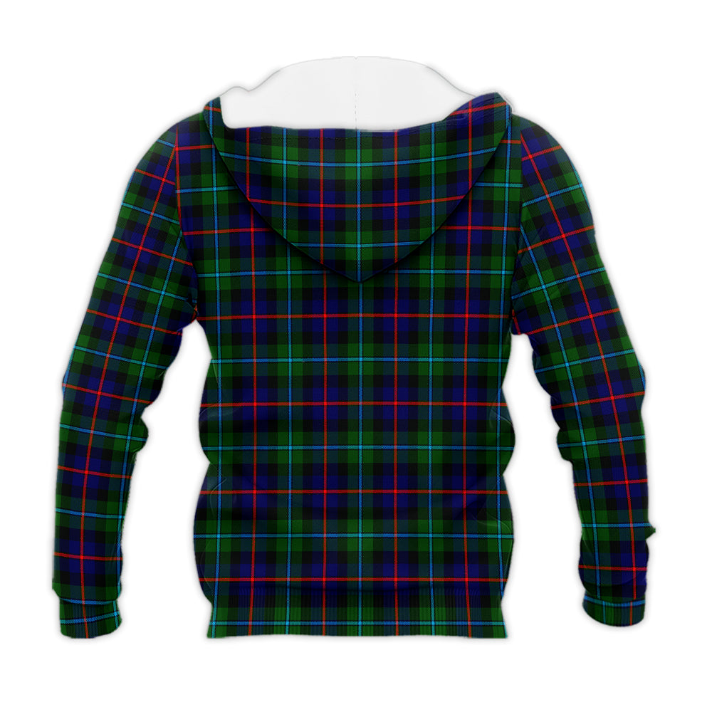 Calder Modern Tartan Knitted Hoodie with Family Crest