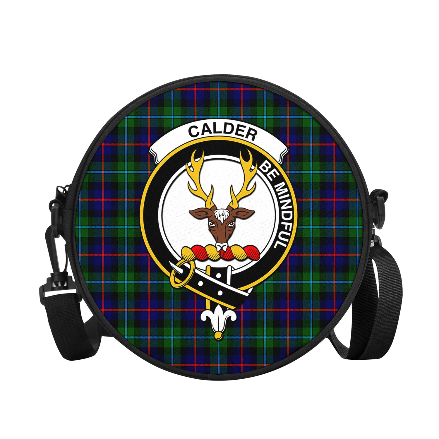 Calder Modern Tartan Round Satchel Bags with Family Crest