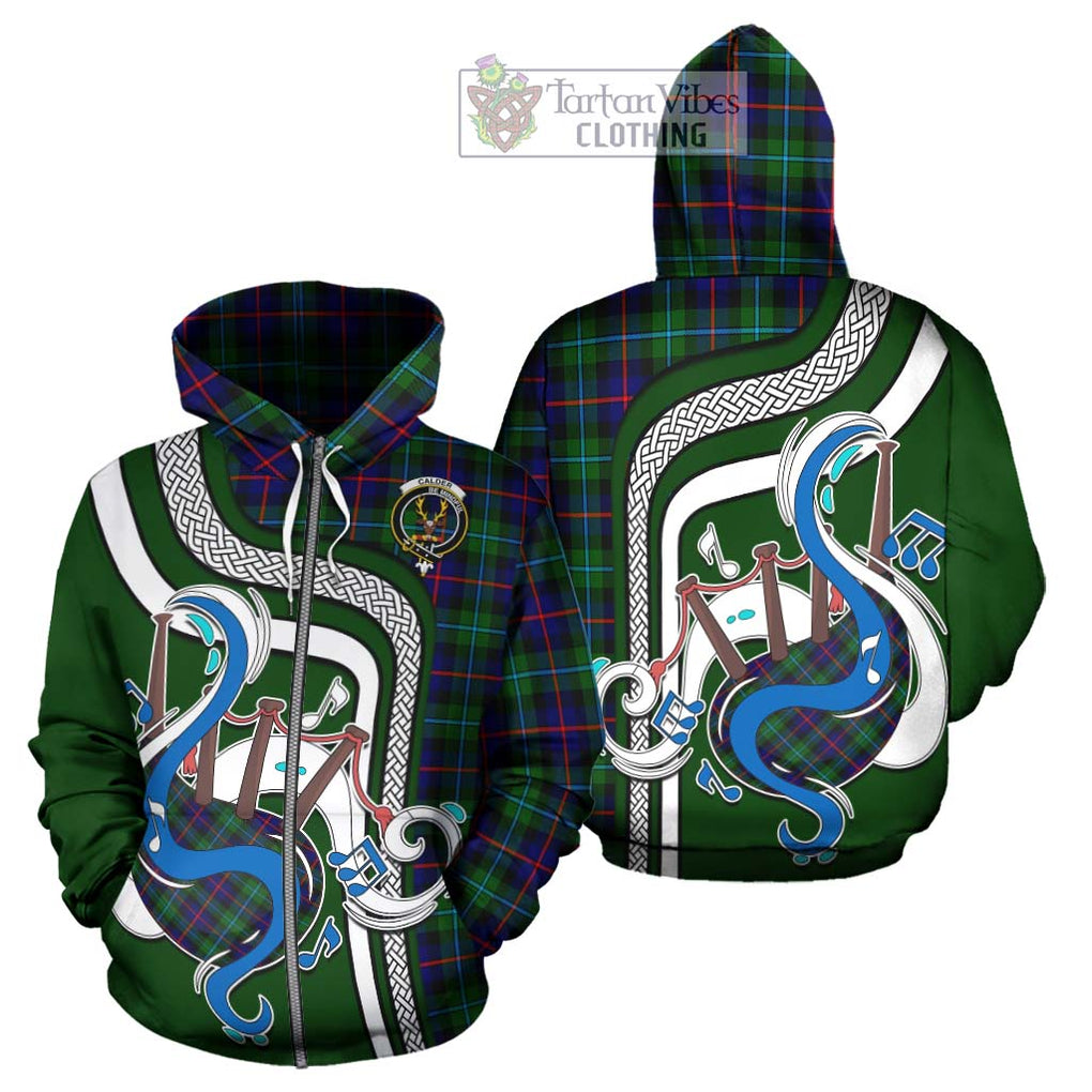 Calder Tartan Hoodie with Epic Bagpipe Style - Tartanvibesclothing Shop