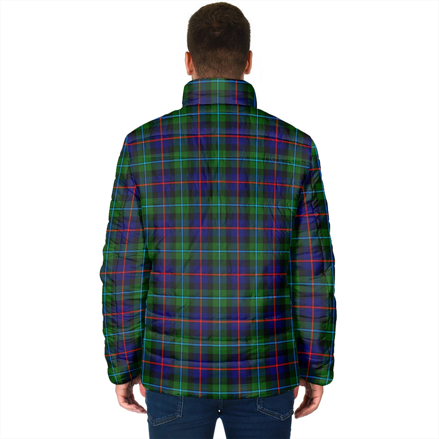 Calder Tartan Padded Jacket with Family Crest - Tartan Vibes Clothing