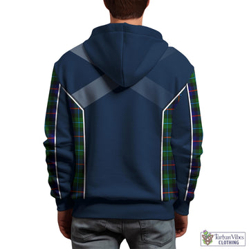 Calder Tartan Hoodie with Family Crest and Lion Rampant Vibes Sport Style