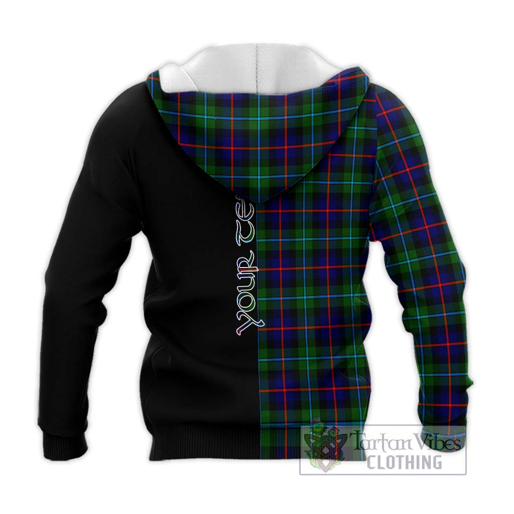 Calder Tartan Knitted Hoodie with Family Crest and Half Of Me Style - Tartanvibesclothing Shop