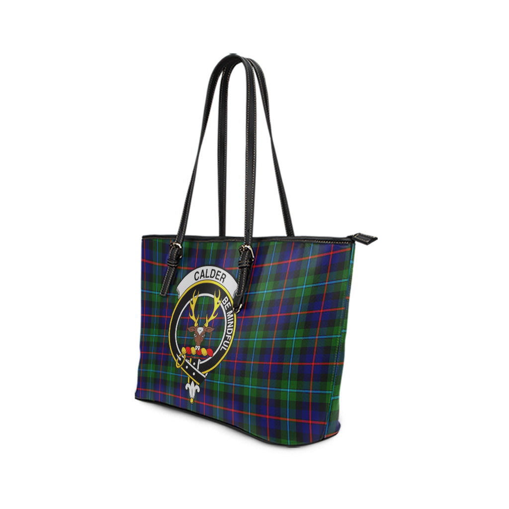 Calder Modern Tartan Leather Tote Bag with Family Crest