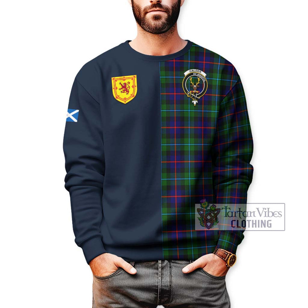 Tartan Vibes Clothing Calder Modern Tartan Sweatshirt with Scottish Lion Royal Arm Half Style