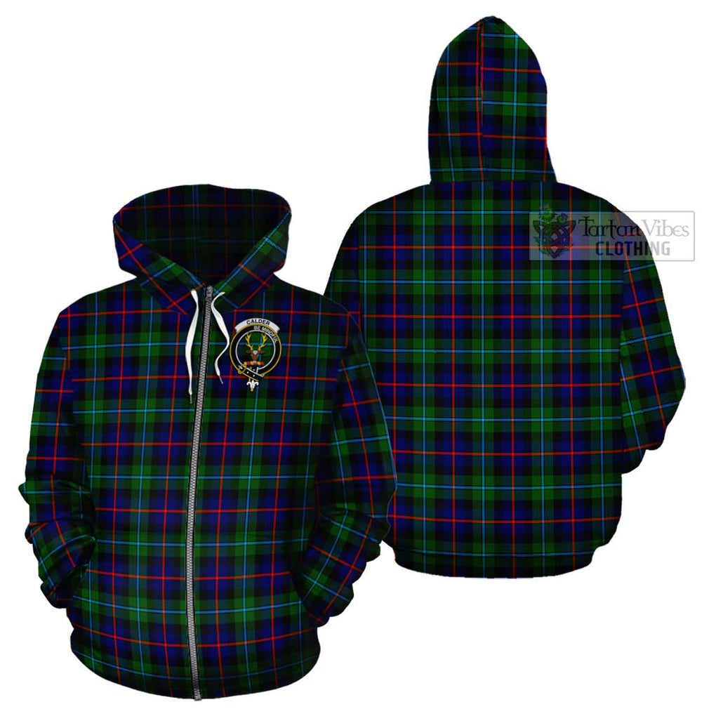 Calder Tartan Cotton Hoodie with Family Crest Zip Hoodie - Tartan Vibes Clothing