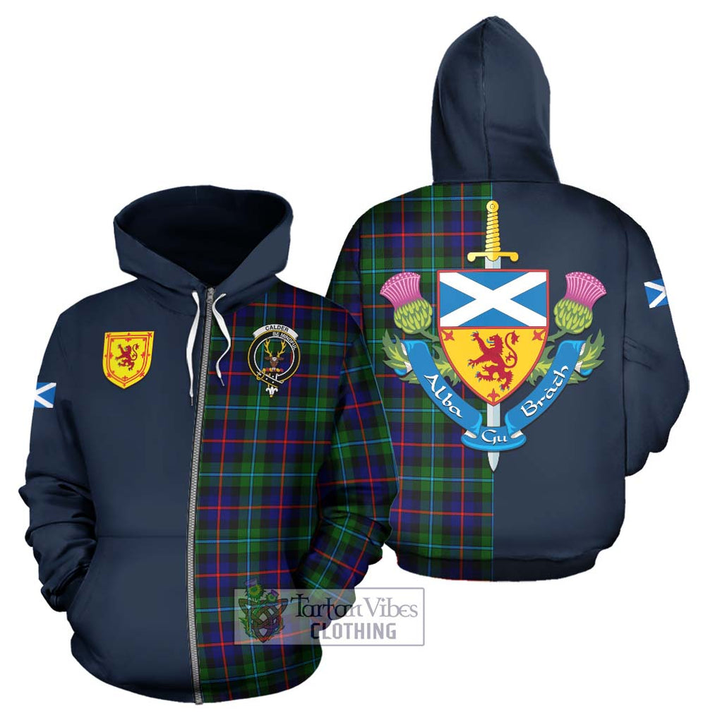 Tartan Vibes Clothing Calder Modern Tartan Hoodie with Scottish Lion Royal Arm Half Style