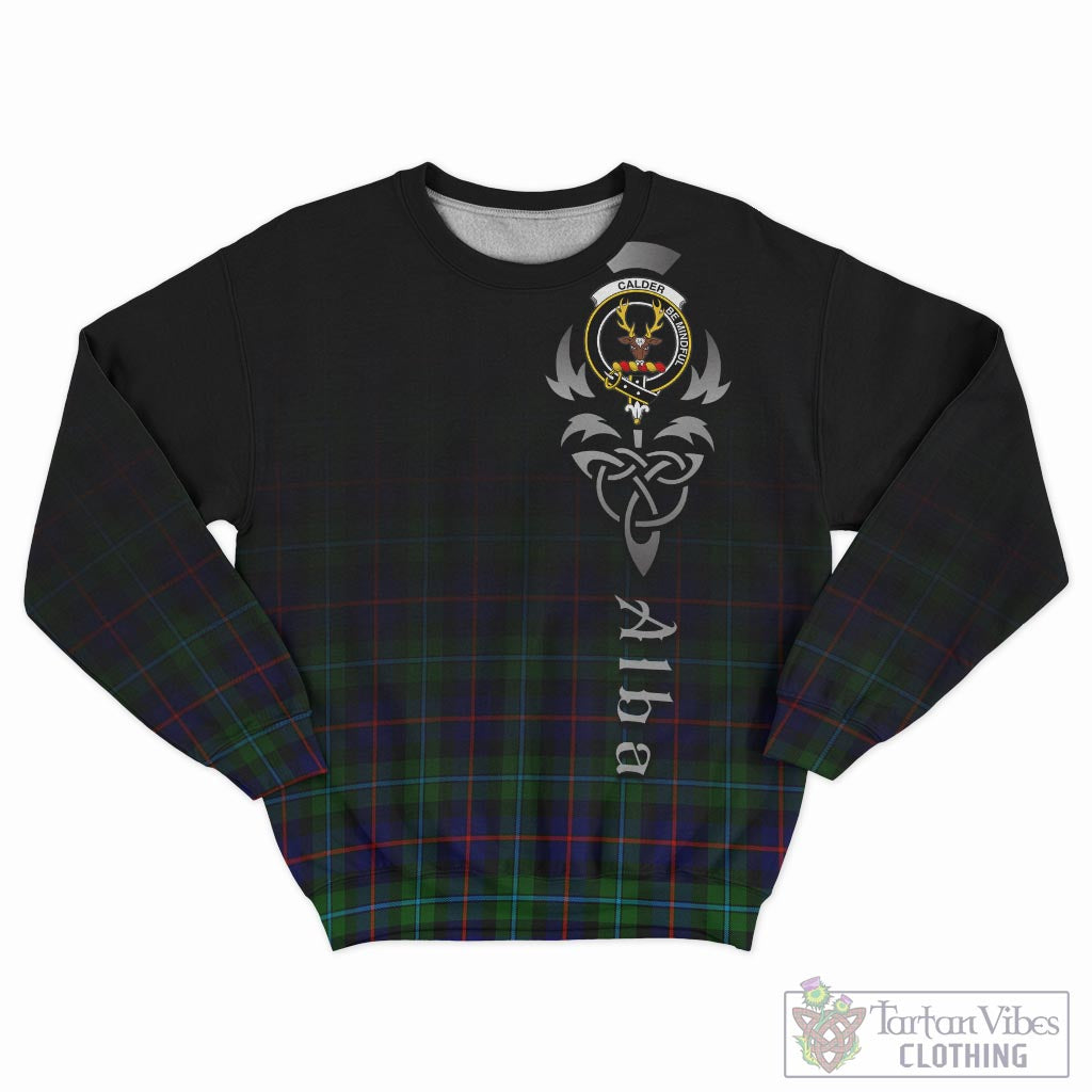 Tartan Vibes Clothing Calder Modern Tartan Sweatshirt Featuring Alba Gu Brath Family Crest Celtic Inspired