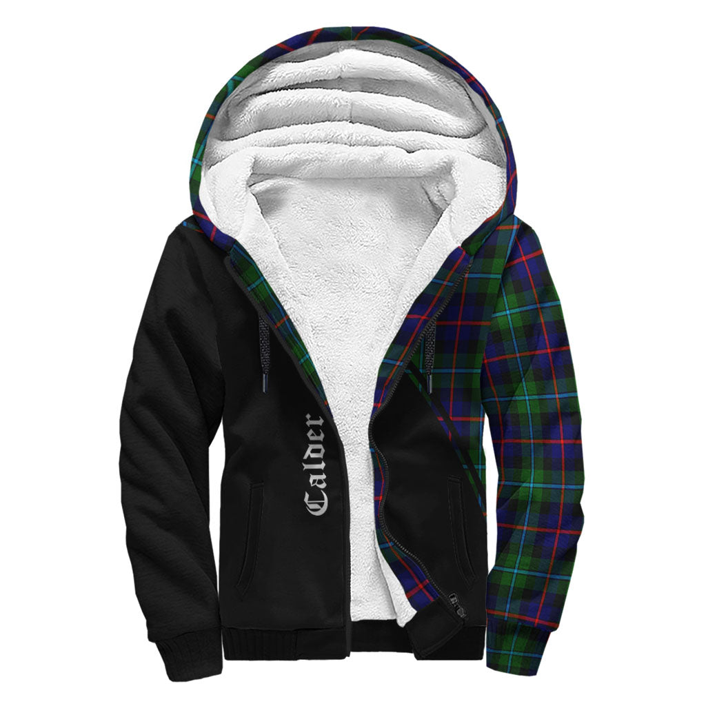 Calder Modern Tartan Sherpa Hoodie with Family Crest Curve Style