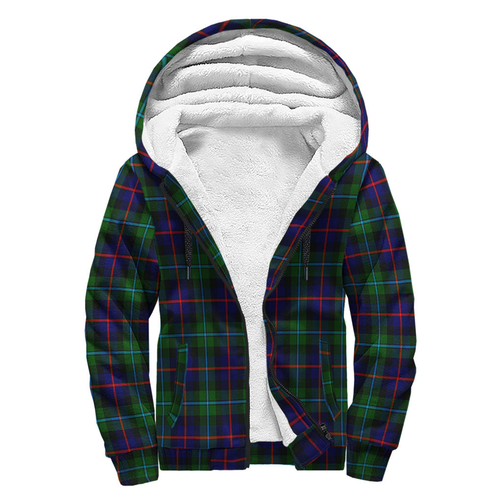 Calder Modern Tartan Sherpa Hoodie with Family Crest