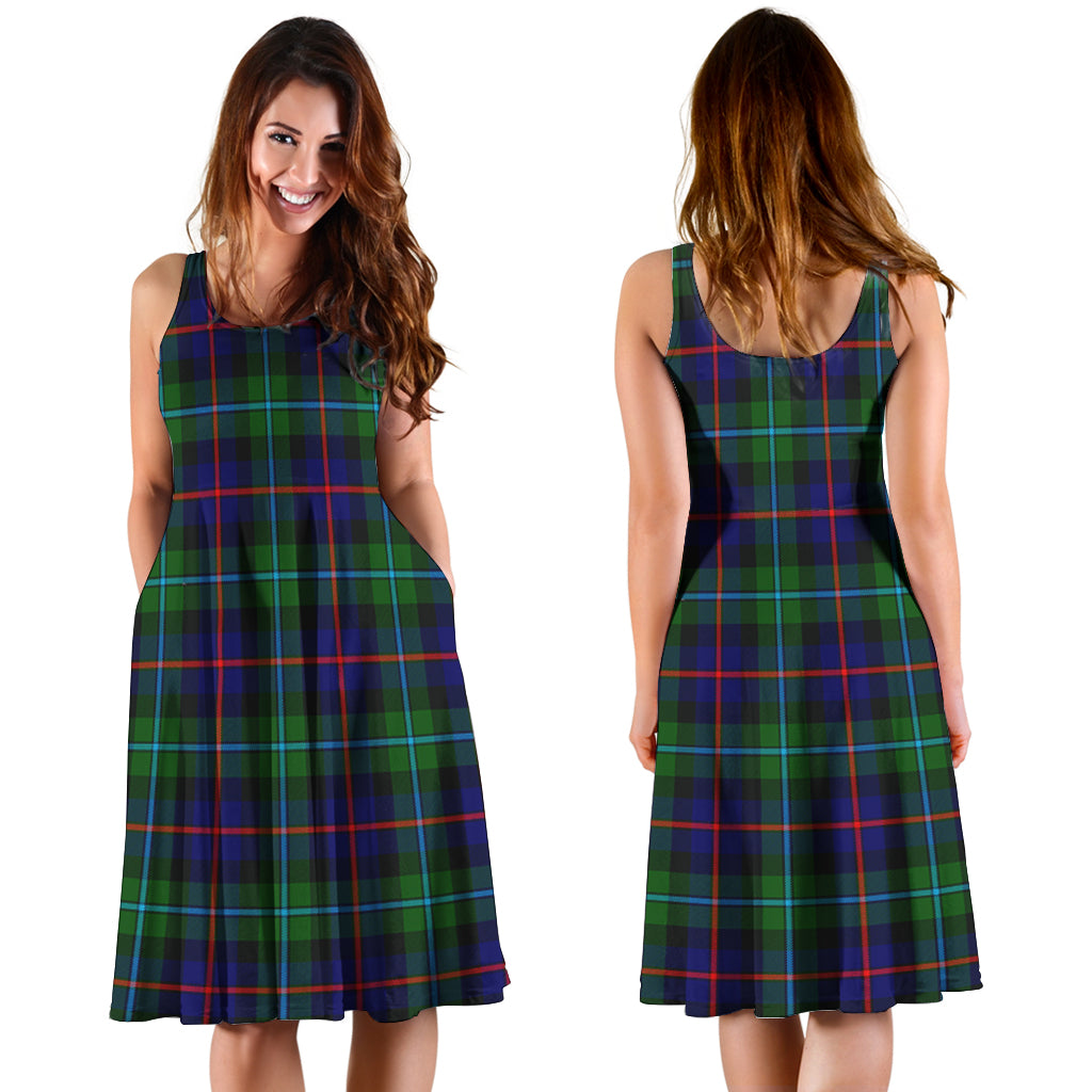 Calder Modern Tartan Sleeveless Midi Womens Dress