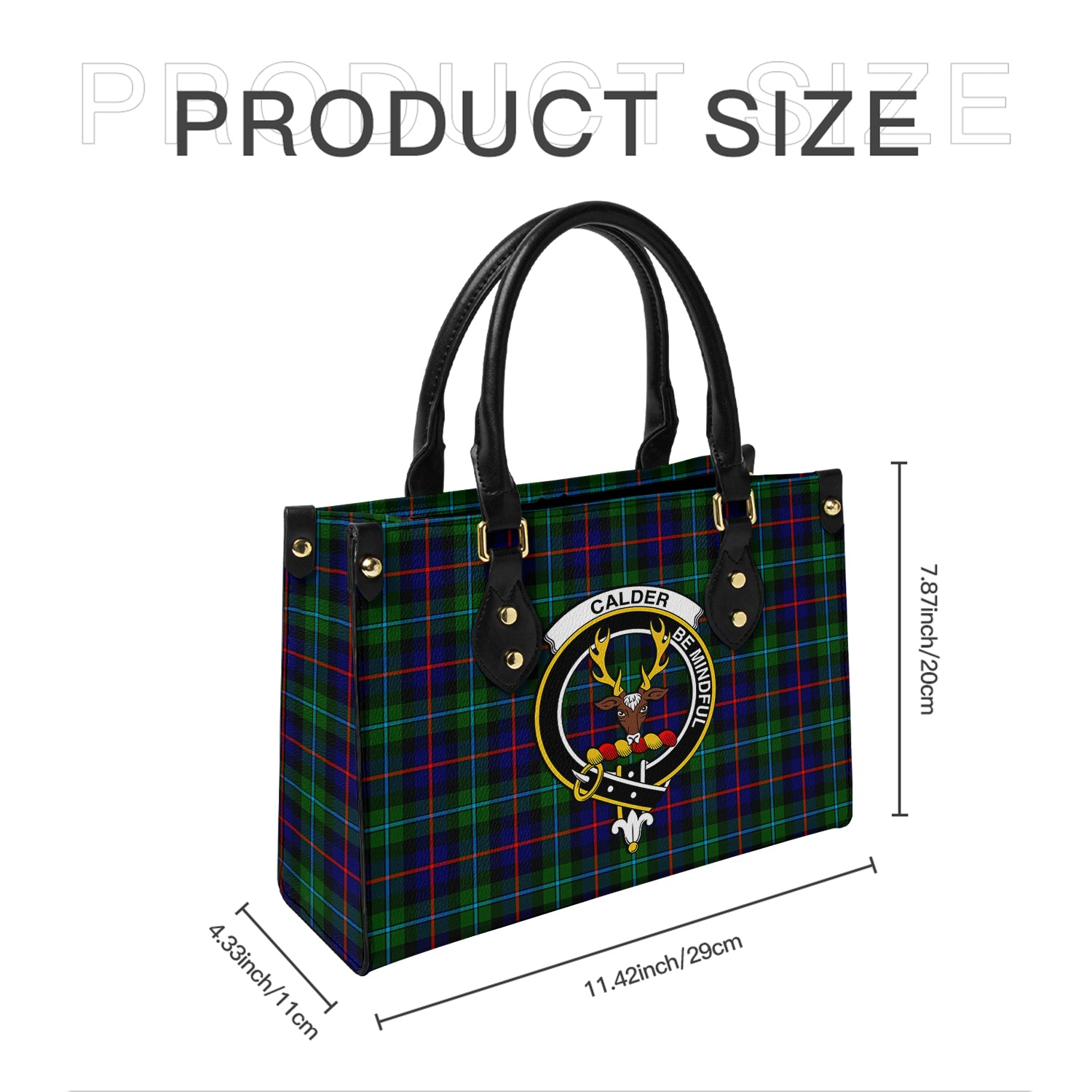 Calder Modern Tartan Leather Bag with Family Crest