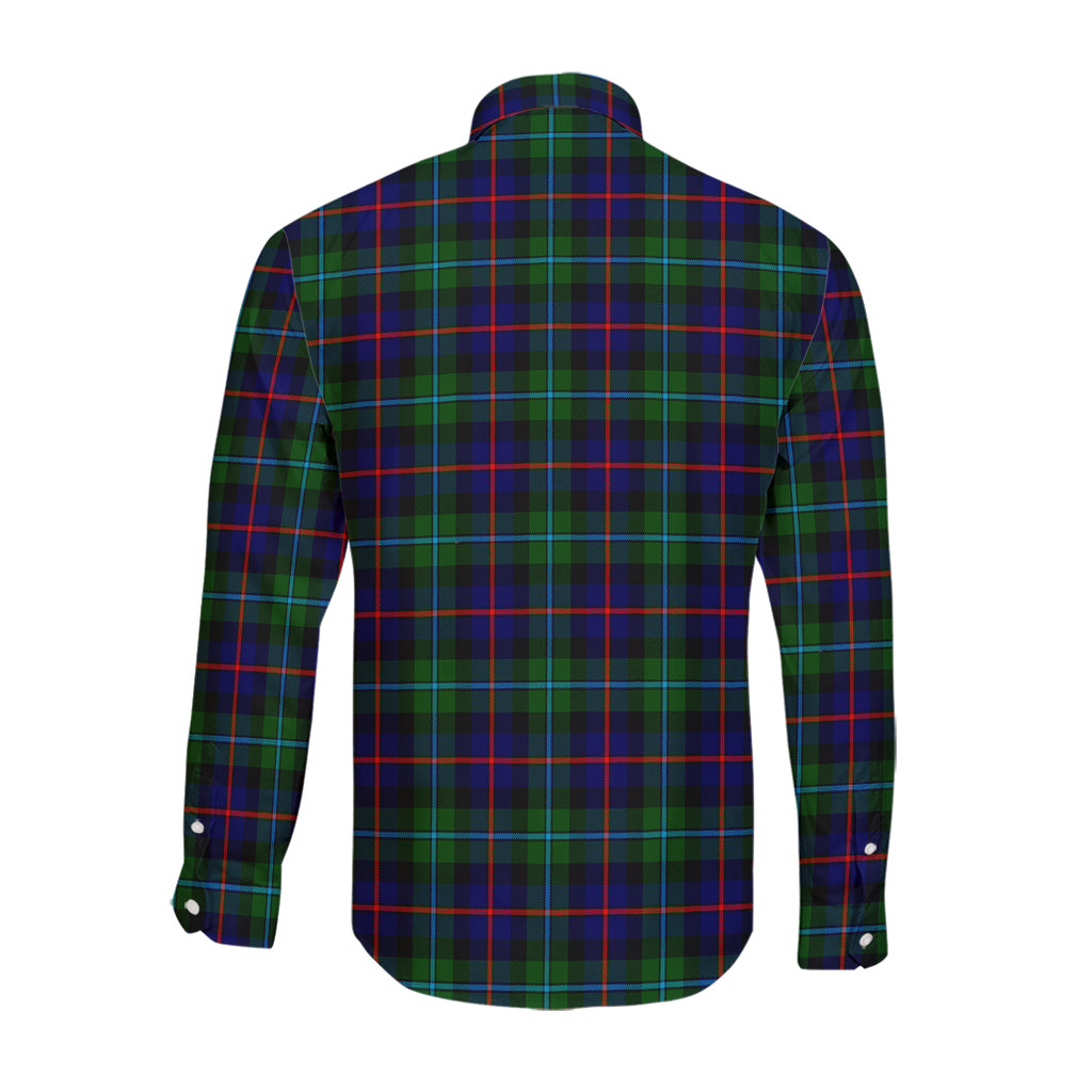 Calder Tartan Long Sleeve Button Up Shirt with Family Crest - Tartan Vibes Clothing