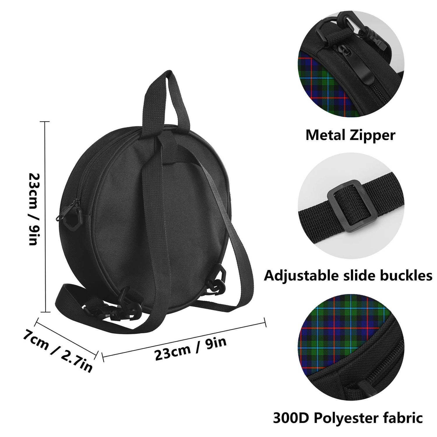 Calder Modern Tartan Round Satchel Bags