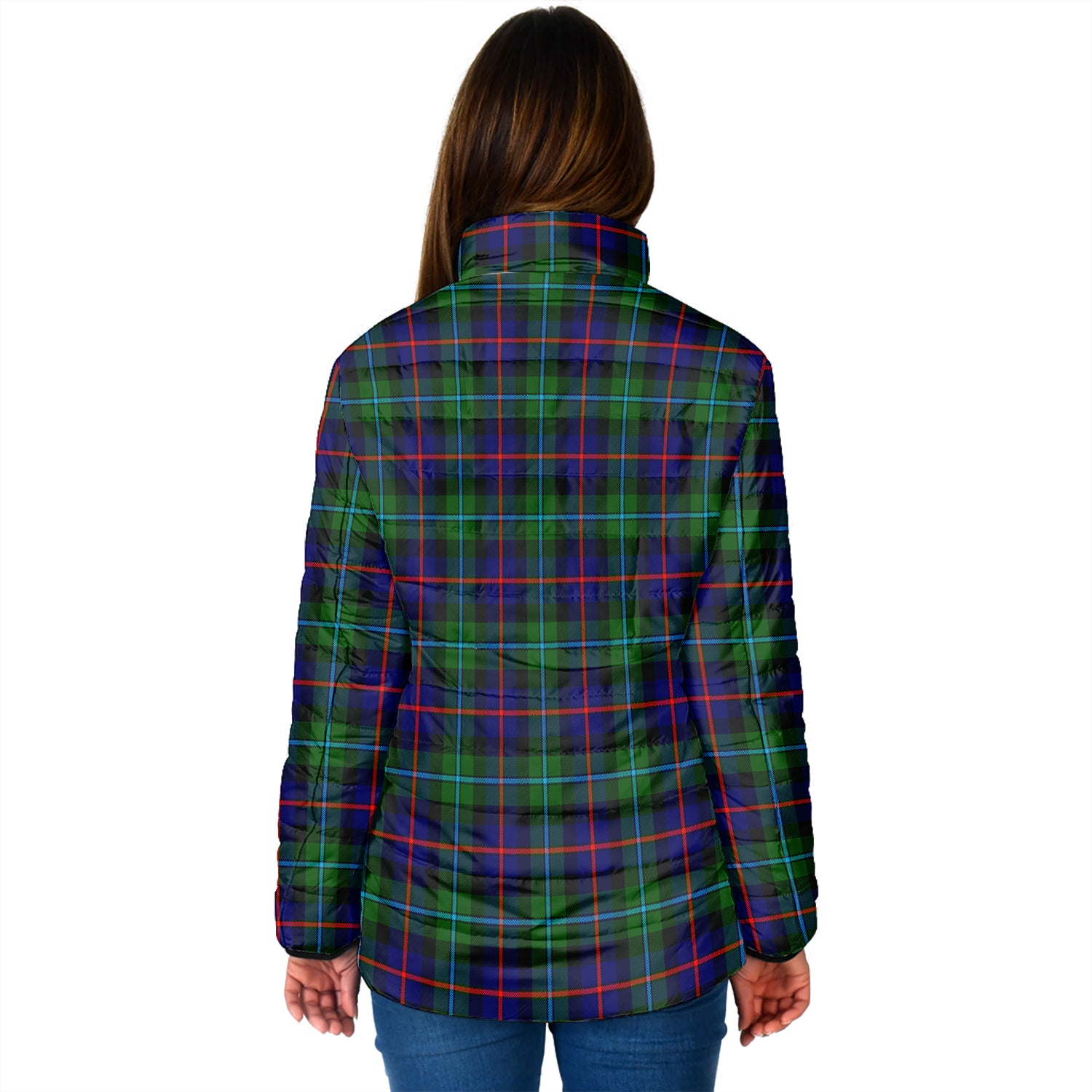 Calder Tartan Padded Jacket with Family Crest - Tartan Vibes Clothing