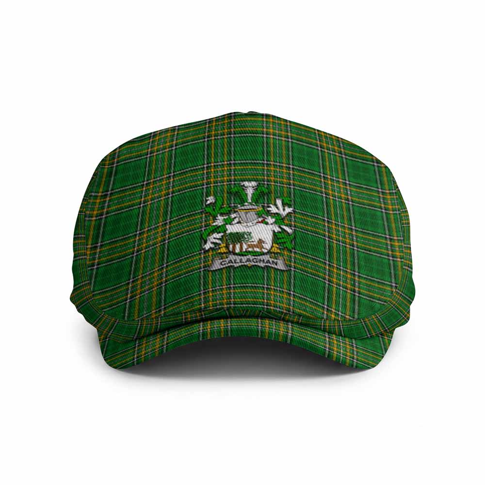 Callaghan Irish Clan Tartan Jeff Cap, Tartan Flat Cap with Coat of Arm Jeff Hat - Tartan Vibes Clothing