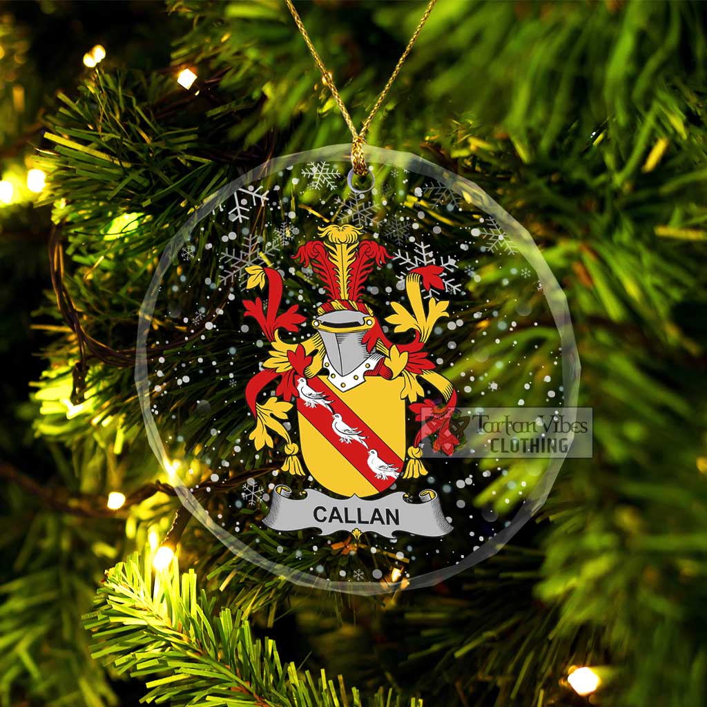 Tartan Vibes Clothing Callan Irish Clan Christmas Glass Ornament with Coat of Arms