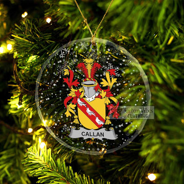 Callan Irish Clan Christmas Glass Ornament with Coat of Arms