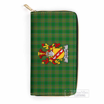 Callan Irish Clan Tartan Women's Leather Wallet with Coat of Arms One Size 19.7*10.5*3.5 cm - Tartan Vibes Clothing