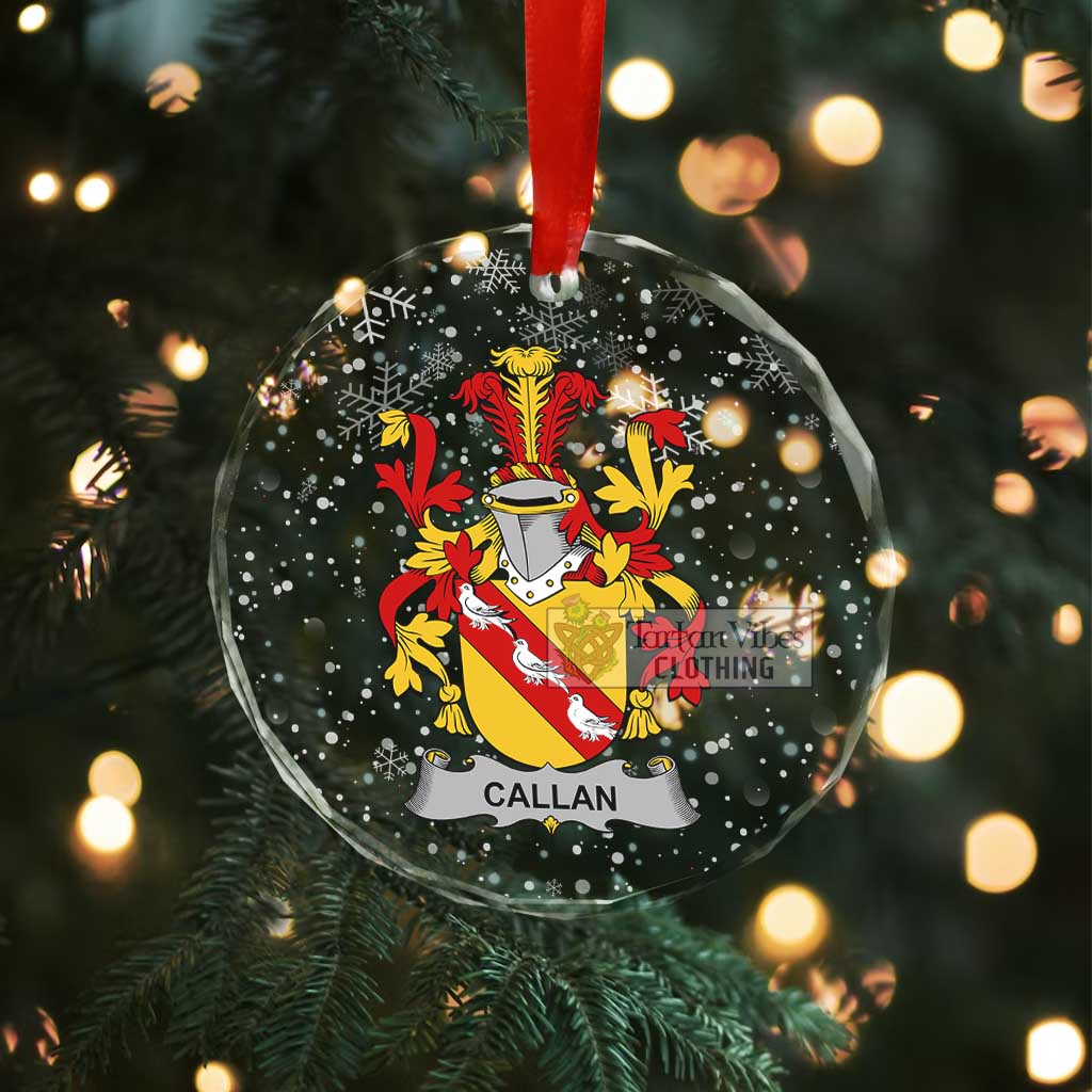 Tartan Vibes Clothing Callan Irish Clan Christmas Glass Ornament with Coat of Arms