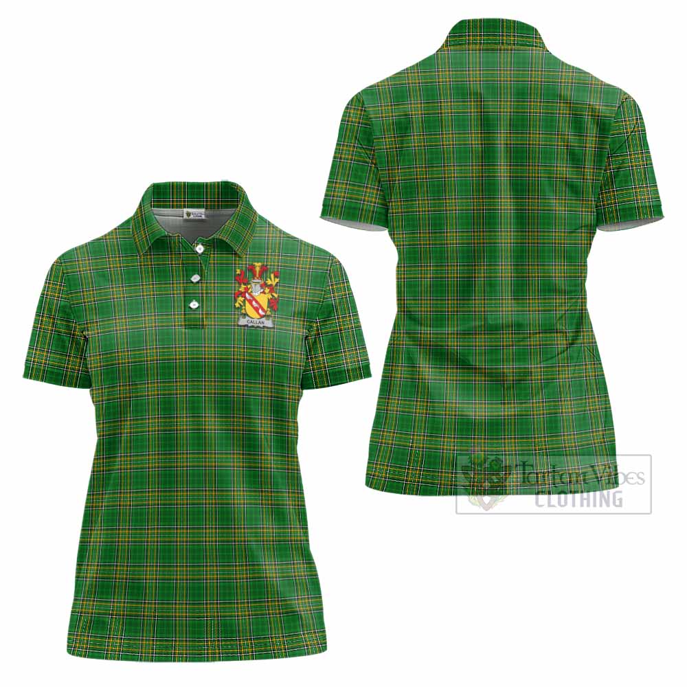 Callan Irish Clan Tartan Women's Polo Shirt with Coat of Arms