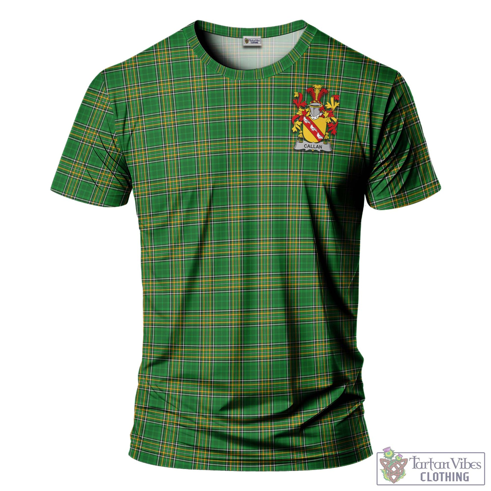 Tartan Vibes Clothing Callan Ireland Clan Tartan T-Shirt with Family Seal