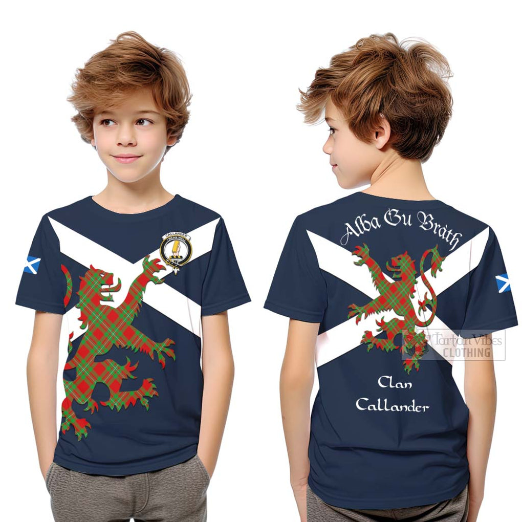 Tartan Vibes Clothing Callander Tartan Lion Rampant Kid T-Shirt – Proudly Display Your Heritage with Alba Gu Brath and Clan Name