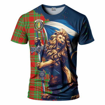 Callander Tartan Family Crest T-Shirt with Scottish Majestic Lion