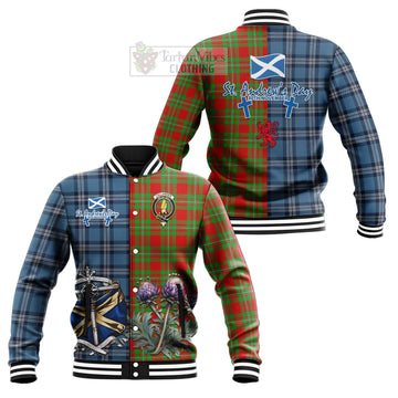 Callander Tartan Baseball Jacket Happy St. Andrew's Day Half Tartan Style