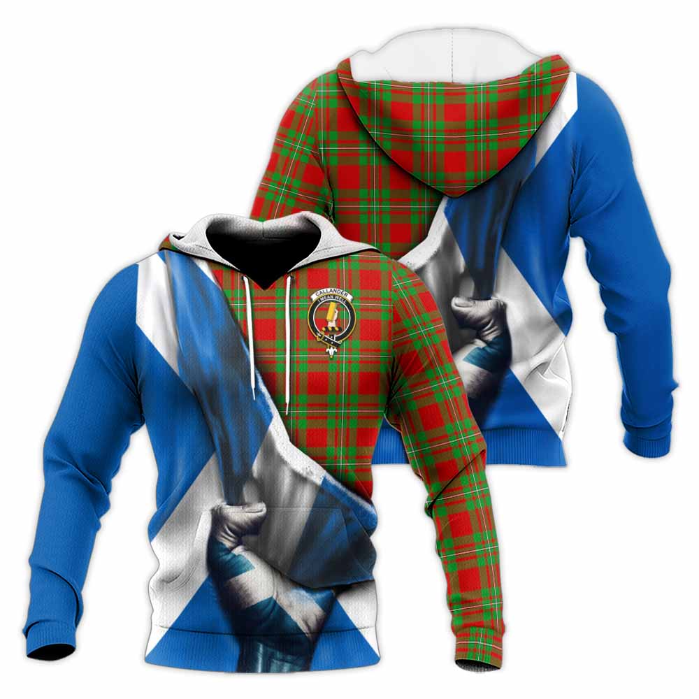 Tartan Vibes Clothing Callander Tartan Knitted Hoodie with Family Crest Scotland Patriotic Style